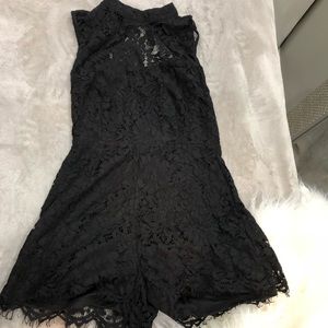 Black lace shorts romper
